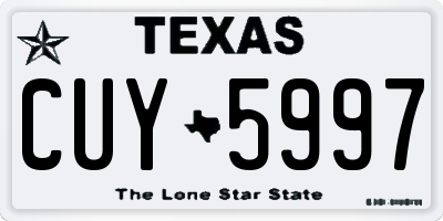 TX license plate CUY5997