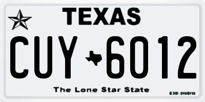 TX license plate CUY6012