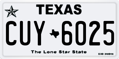 TX license plate CUY6025