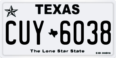 TX license plate CUY6038