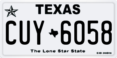 TX license plate CUY6058