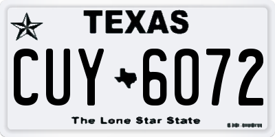 TX license plate CUY6072