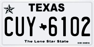 TX license plate CUY6102