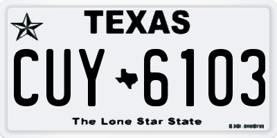 TX license plate CUY6103