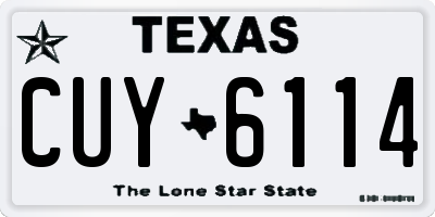 TX license plate CUY6114
