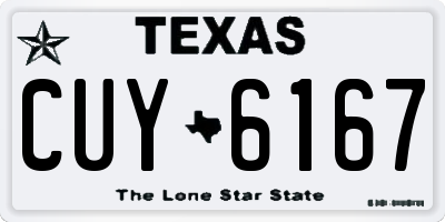 TX license plate CUY6167