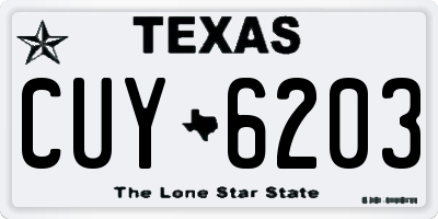 TX license plate CUY6203
