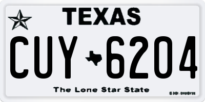 TX license plate CUY6204