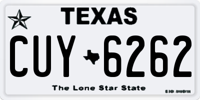 TX license plate CUY6262