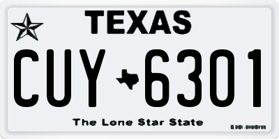 TX license plate CUY6301