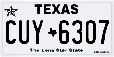 TX license plate CUY6307