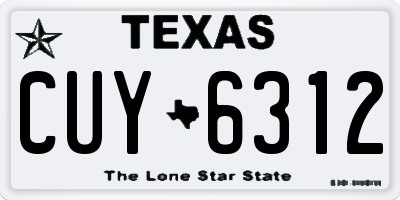 TX license plate CUY6312