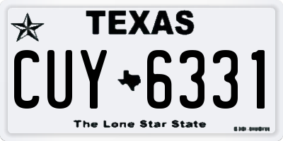 TX license plate CUY6331
