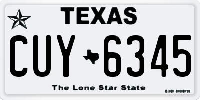 TX license plate CUY6345