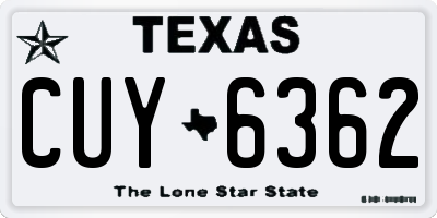 TX license plate CUY6362