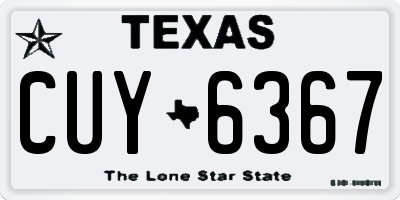 TX license plate CUY6367