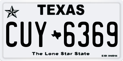 TX license plate CUY6369