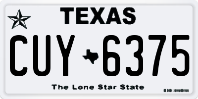 TX license plate CUY6375