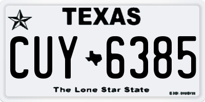 TX license plate CUY6385