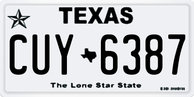 TX license plate CUY6387