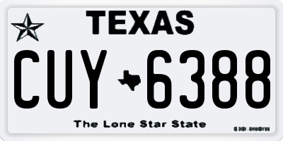 TX license plate CUY6388