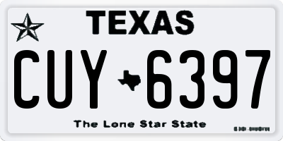 TX license plate CUY6397