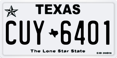 TX license plate CUY6401