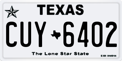 TX license plate CUY6402