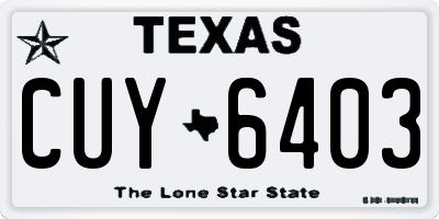TX license plate CUY6403