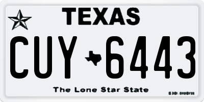 TX license plate CUY6443
