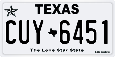 TX license plate CUY6451