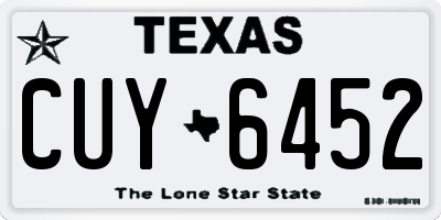 TX license plate CUY6452