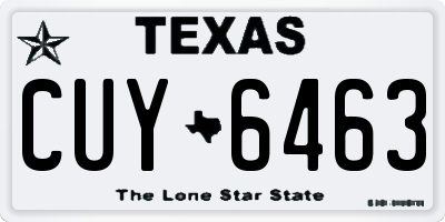 TX license plate CUY6463