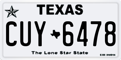 TX license plate CUY6478
