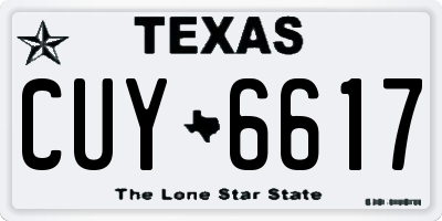 TX license plate CUY6617