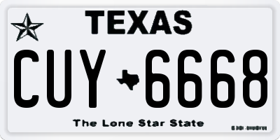 TX license plate CUY6668