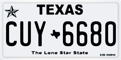 TX license plate CUY6680