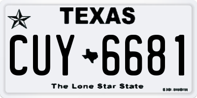 TX license plate CUY6681