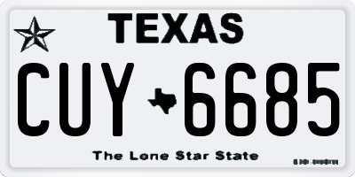 TX license plate CUY6685