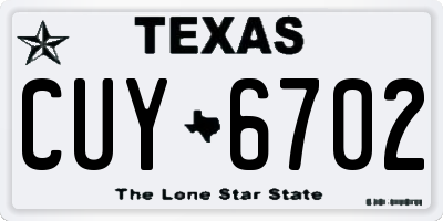 TX license plate CUY6702