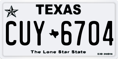 TX license plate CUY6704