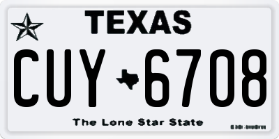 TX license plate CUY6708