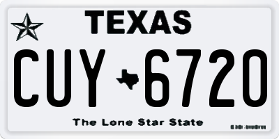 TX license plate CUY6720