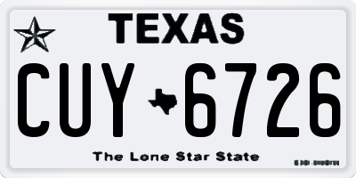TX license plate CUY6726