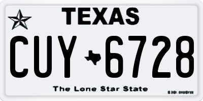 TX license plate CUY6728