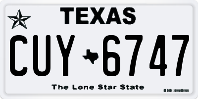 TX license plate CUY6747