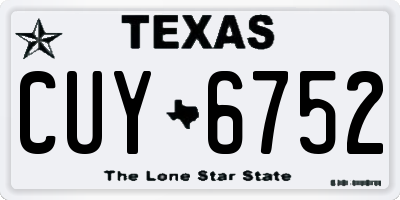TX license plate CUY6752