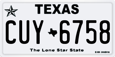 TX license plate CUY6758