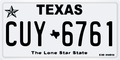 TX license plate CUY6761