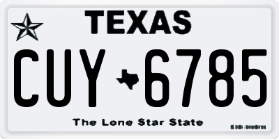 TX license plate CUY6785